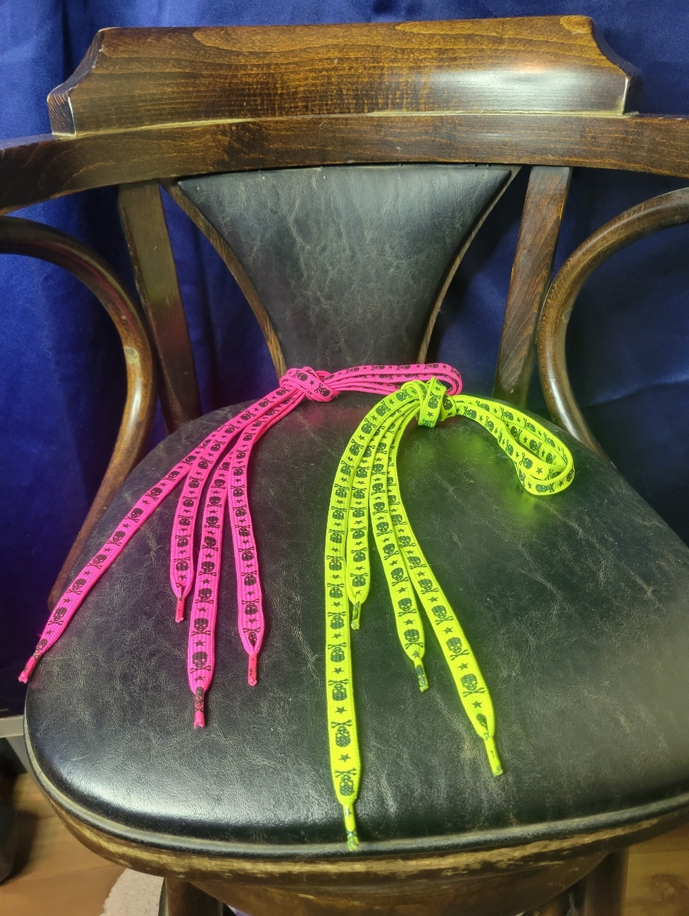 Hot Topic Neon Pink & Neon Yellow Shoe Laces with Skull Print, YOU PICK!